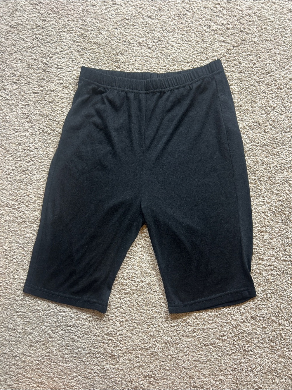 Women's Black Bike Shorts Stretch Pull On Elastic Waist Mid Length Activewear